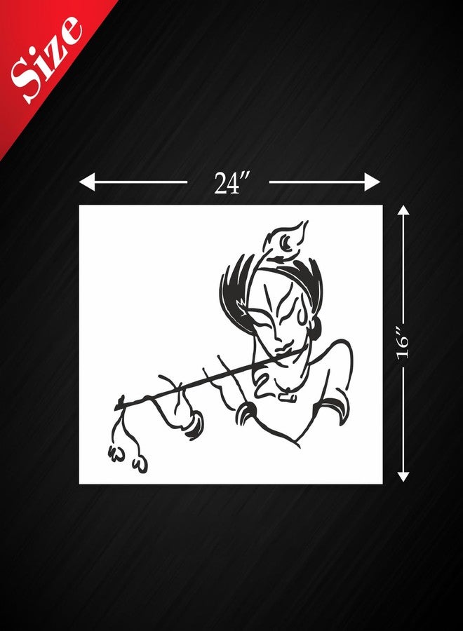 StenCart Stencil for Wall Painting Home, Krishna with Flute DIY Reusable Stencil Design for Wall Decoration (16 inchx24 inch)-Suitable for Pooja Room, Home & Office (Pack of 1) - Image 2
